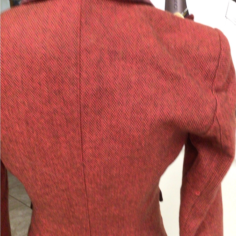 Smythe Velvet Trimmed Peak Lapeled Herringbone Blazer - Picture 13 of 16